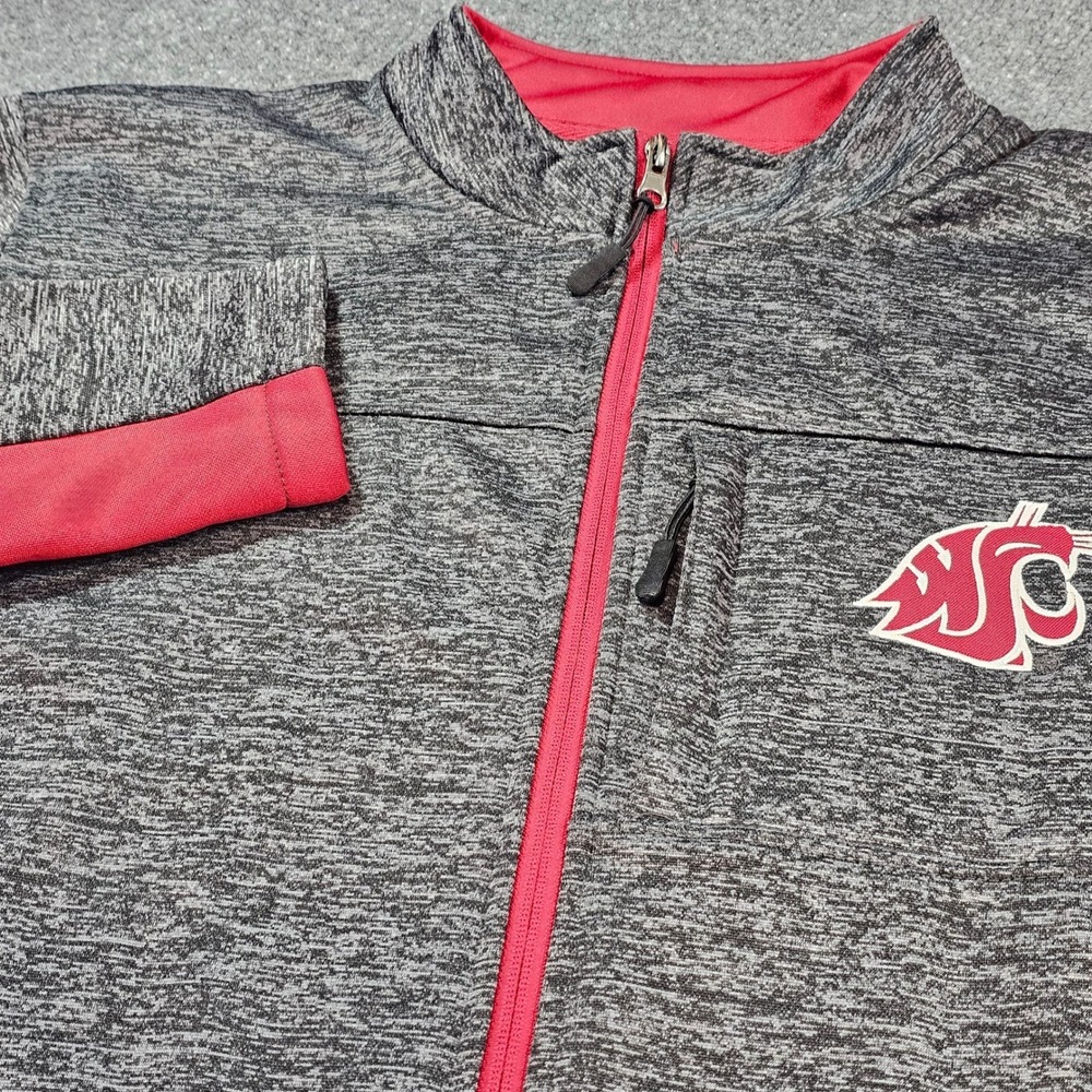 Colosseum Washington State Cougars Mens Large Full Zip Jacket Space Dye Gray Red